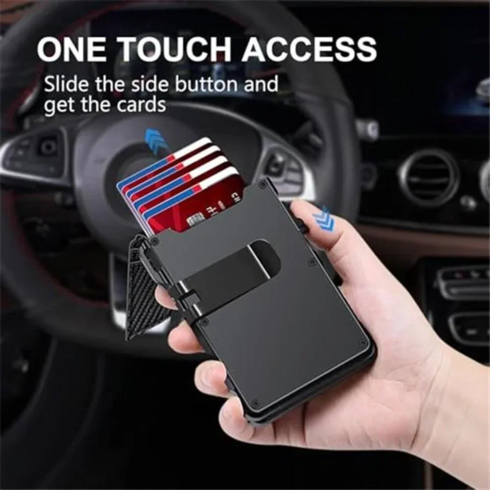 RFID Blocking AirTag Wallet Minimalist Pop Up Card Holder Money Clip Slim